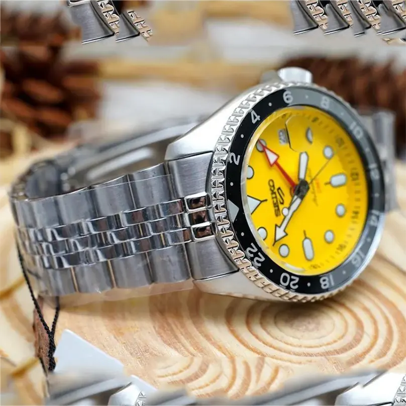 Seiko 5 Sports GMT Vibrant Yellow Dial Men's Watch- SSK017J1